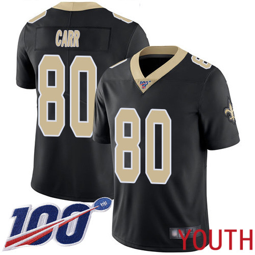 New Orleans Saints Limited Black Youth Austin Carr Home Jersey NFL Football #80 100th Season Vapor Untouchable Jersey